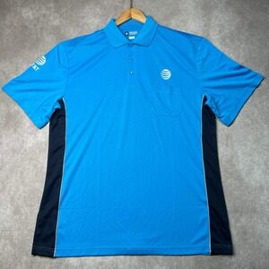 Image Authority Mens AT&T Short Sleeve Polo Shirt Blue XL Workwear Logo